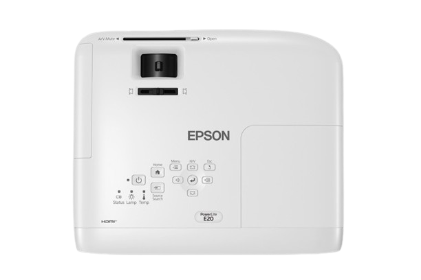 Projetor Epson PowerLite E20 visto por cima