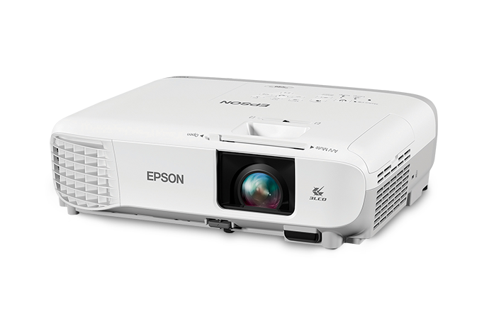 Projetor Epson PowerLite X39 branco visto de frente